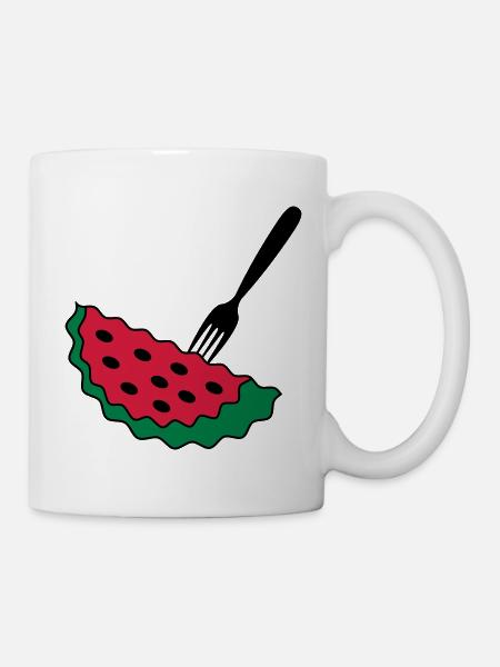 Melone mit Gabel - Tasse - Weiß