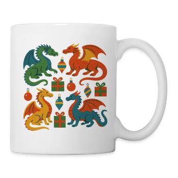 Dragon coloré Noël - Mug blanc - blanc - Droite