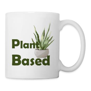 Plant Based: Grünes Design illustrierter Pflanze - Tasse - Weiß - Rechts