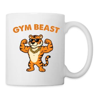 Gym Beast Tiger mit Sonnenbrille - Tasse - Weiß - Rechts