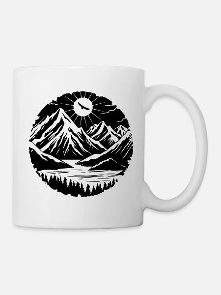 Mountain Landscape Silhouette - Mug - white