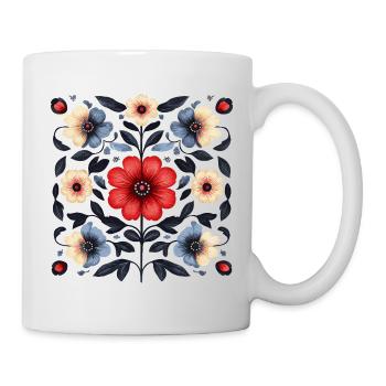 nordisches Blumenmuster - Tasse - Weiß - Rechts