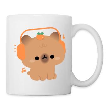 Kawaii Capybara with Headphones - Mug - white - Right