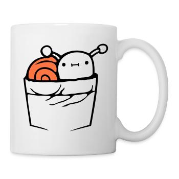 Schnecke Brusttasche Hemdtasche Tasche unterwegs - Tasse - Weiß - Rechts