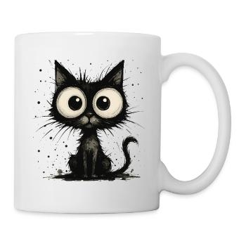 Funny black cat with big eyes – splash - Mug - white - Right