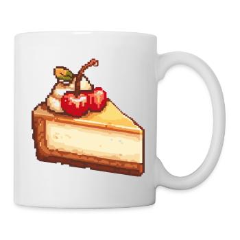 Pixel Käsekuchen mit Kirsche - Tasse - Weiß - Rechts