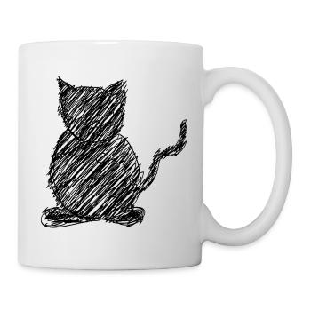 Katze Scribble Zeichnung Tier Geschenk - Tasse - Weiß - Rechts