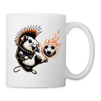 Punk guinea pig with burning soccer ball - Mug - white - Right