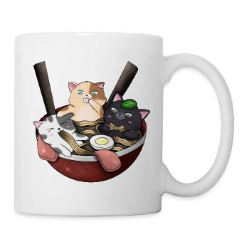 Niedliche Ramen-Katzen Japanische Kawaii Anime-Essenskunst - Tasse - Weiß - Rechts