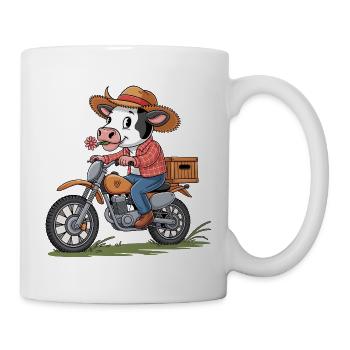 Vache aventureuse à moto - Mug blanc - blanc - Droite