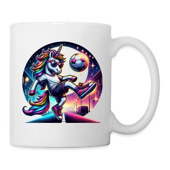 Einhorn Fußball Zauber Unter Dem Mondlicht - Tasse - Weiß - Rechts