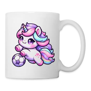 Kawaii Licorne Football Coup de pied arc-en-ciel - Mug blanc - blanc - Droite