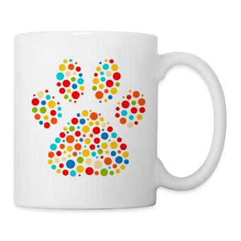 Fleckiges T-Shirt Color Dot Mosaic Palm Clusters - Tasse - Weiß - Rechts
