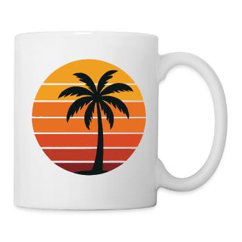 Palme in der Retro-Sonne - Tasse - Weiß - Rechts