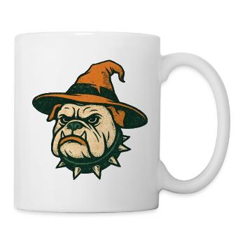 Bulldogge Zauberer Halloween - Tasse - Weiß - Rechts