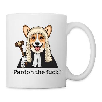 Corgi Judge Cartoon Pardon the Fuck - Mug - white - Right