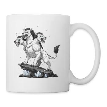 Dreiköpfiger Monsterwolf - Tasse - Weiß - Rechts