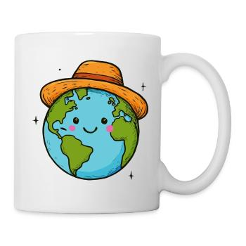 Kawaii Earth in Hat - Mug - white - Right