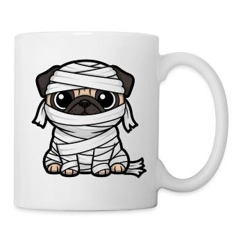 Carlin drôle d’Halloween avec maman et zombie - Mug blanc - blanc - Droite