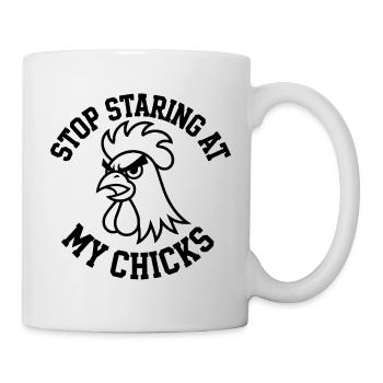 Drôle de coq arrête de regarder mes poussins Vintage - Mug blanc - blanc - Droite