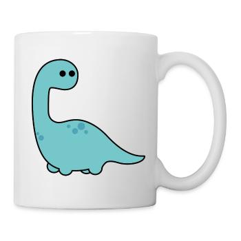 Langhals Dino Blau Cartoon - Tasse - Weiß - Rechts
