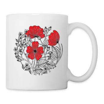  Hibiskus Blüten  - Tasse - Weiß - Rechts