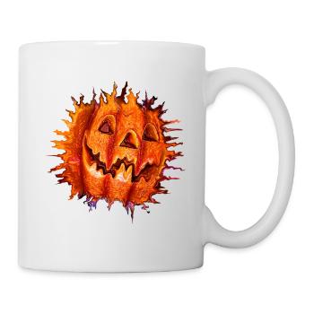 citrouille Jackolantern Halloween Orange feu flammes - Mug blanc - blanc - Droite
