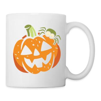 Funny Halloween pumpkin with spider - Mug - white - Right