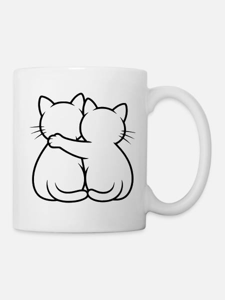 Katzen Umarmung - Tasse - Weiß