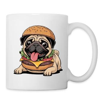 Drôle de carlin en tant que monstre d’Halloween, cheeseburger - Mug blanc - blanc - Droite