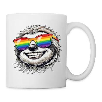Cool paresseux Grunge Portrait Lunettes de soleil Pluie - Mug blanc - blanc - Droite