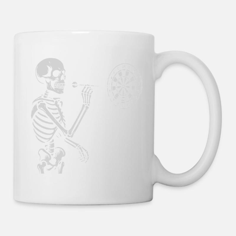 Skelett spielt Darts Spiel - Tasse - Weiß