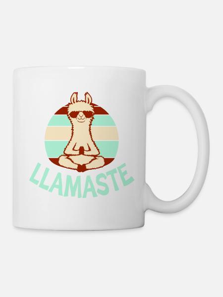 Lama Meditiert Yoga Llamaste Sonnenbrille Retro - Tasse - Weiß