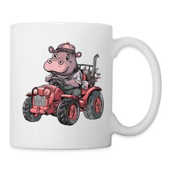 Nilpferd Traktor Farmer - Tasse - Weiß - Rechts