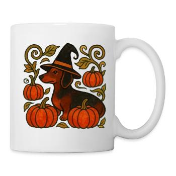 Pumpkin Witch Dachshund - Mug - white - Right