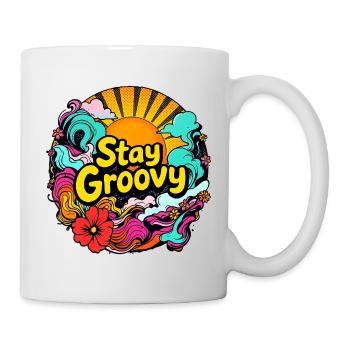 Rétro psychédélique – Restez groovy - Mug blanc - blanc - Droite