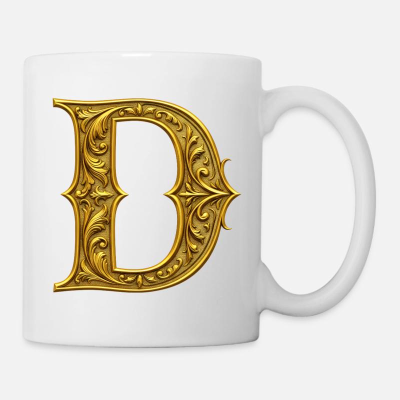 Ornamentgold Initiale D - Tasse - Weiß