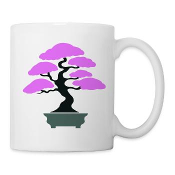 Silhouette de bonsaï à canopée rose - Mug blanc - blanc - Droite