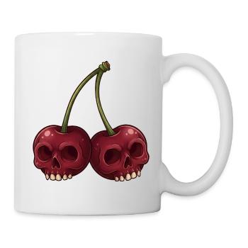 Dessin animé crâne cerises - Mug blanc - blanc - Droite