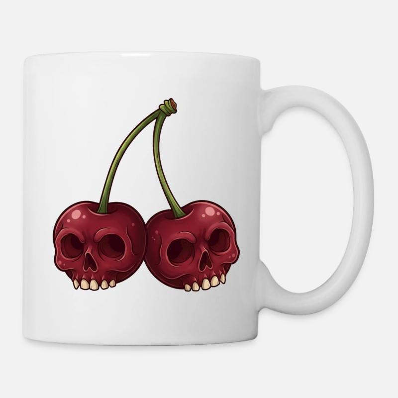 Dessin animé crâne cerises - Mug blanc - blanc