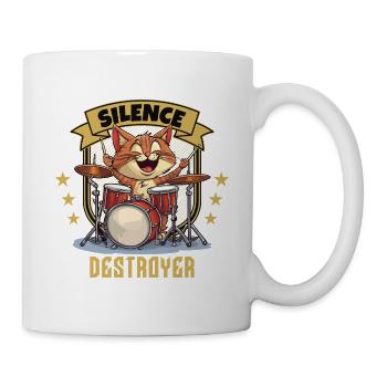 Schlagzeug Drums Silence Destroyer Katze Lustig - Tasse - Weiß - Rechts