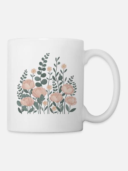 Boho Blumen – Blühende Harmonie - Tasse - Weiß