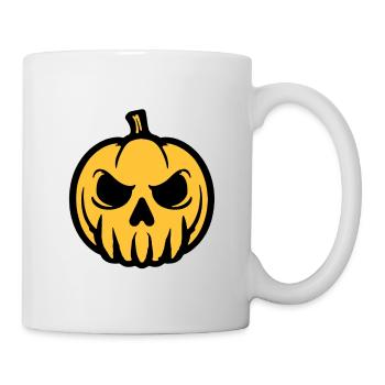 Kürbis Schädel Gelb Schwarz - Tasse - Weiß - Rechts