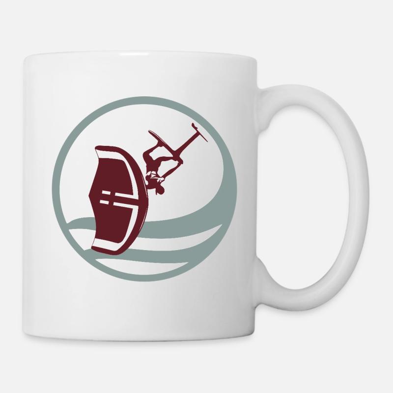 Silhouette d’action de wingfoil - Mug blanc - blanc