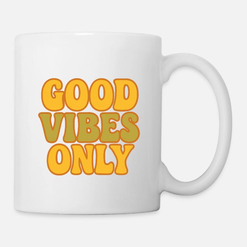 Gute Vibes Only Retro Schrift - Tasse - Weiß