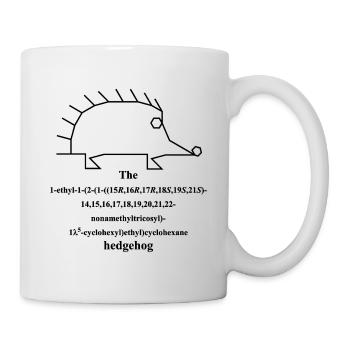 Hedgehog Molecule - IUPAC nomenclature Joke -b - Mug - white - Right