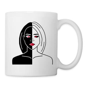 Porträt einer Yin- und Yang-Frau - Tasse - Weiß - Rechts