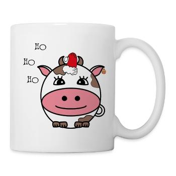 Kuh mit Santa Hut Weihnachten - Tasse - Weiß - Rechts