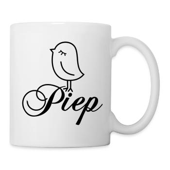 Spatz Piep – Piepmatz Vogel Cartoon Motiv - Tasse - Weiß - Rechts