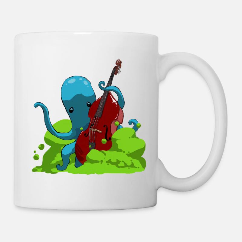 Octopus spielt Bass - Tasse - Weiß